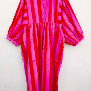 Robe longue décontractée en coton imprimé pour femme, nouvelle collection, coupe au sol, taille naturelle, lavable - Product Image 1