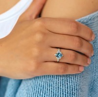Anillo de Moissanita con Corte Ovalado, Chapado en Oro de 14K, Plata de Ley 925, Christian Carlotta, Anillo de Compromiso, Boda, Aniversario, Lujoso