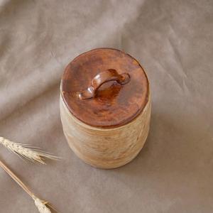 โถเก็บของแบบเรียบง่ายเคลือบด้วยมือพร้อมฝาปิด ผิวเคลือบแบบอาร์ติซาน ขนาดกะทัดรัดสำหรับจัดระเบียบบนเคาน์เตอร์ ตัวช่วยจัดเก็บในครัวอย่างมีสไตล์ - Product Image 3