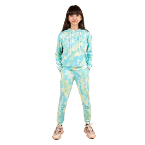 Conjunto de Sudadera con Capucha Tie Dye para Mujer, Estilo Casual, Holgado, Tejido de Punto, 2 Piezas, Traje Deportivo para Primavera/Verano - Product Image 1