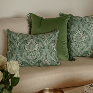 Bullion Fringe Pistachio Velvet <b>Cushion</b> <b>Cover</b> 50x50cm - Product Image 5