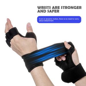 Gants de fitness ventilés à paume ouverte pour l'entraînement, la musculation et la gym, avec sangle de poignet, noirs, pour hommes - Product Image 3