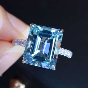 แหวนอะความารีนซานตามาเรียธรรมชาติทรงสวยหรู งานแฮนด์เมดสั่งทำพิเศษ เครื่องประดับชั้นดี ของขวัญสำหรับงานหมั้นและงานแต่งงานสำหรับผู้หญิง - Product Image 6