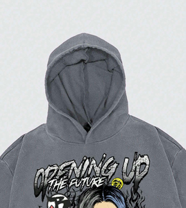 Sweat-shirt à capuche imprimé Ring-Mode Gears pour homme, streetwear personnalisé imprimé DTG, coupe oversize, en coton noir tricoté, respectueux de l'environnement - Product Image 6