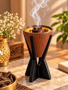 Brûleur en bois de luxe Madkhan, porte-encens traditionnel religieux Bakhoor, décoration d'intérieur arabe, accessoires Oud haut de gamme, fait main - Product Image 1