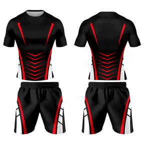 Custom Men's <b>Grappling</b> Rash Guard Outfit <b>Short</b> Sleeve Top with Matching <b>Shorts</b> Durable Stretch Fabric for MMA BJJ No Gi Training - Product Image 5