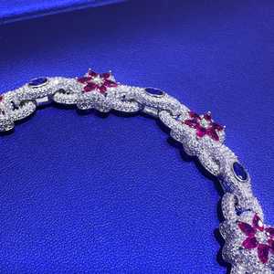 Bracelets Iced Out Moissanite Fleur Plaqué Or Argent Sterling 925 Maillons Infini Hip Hop Tendance Bussdown - Product Image 2