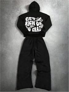 Conjunto de Sudadera con Capucha y Pantalones Deportivos para Hombre, Ropa Deportiva con Estampado Gráfico, Estilo Hip Hop - Product Image 2