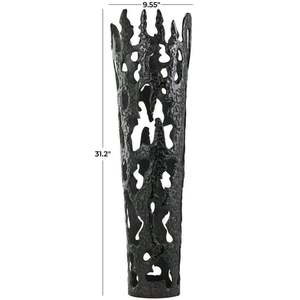 Jarrón de Metal Contemporáneo para Piso, Diseño Abstracto con Recortes en Forma de Gota, Recipiente Alto para Flores en Tono Oscuro - Product Image 3