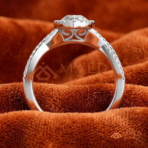 925 Sterling Silver Pear Cut Halo Engagement <b>Ring</b> Women Twisted <b>Split</b> Shank Pave Band American Diamond CZ Wedding <b>Ring</b> - Product Image 4