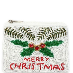 Pochette perlée de Noël, porte-monnaie brodé, trousse de toilette à fermeture éclair, sac cadeau de fêtes - Product Image 4