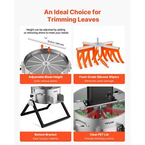 Trimmer Elettrico Manuale 2-in-1 per Foglie e Germogli, Lame Affilate in Acciaio Inox da 16 Pollici, Tipo Umido/Secco, Attrezzo da Giardino con Supporto - Product Image 4
