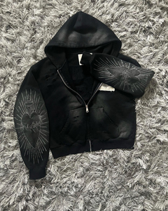 Men's Gothic Embroidered Heart Pullover Oversized Crop Fit Regular Sleeve 100% Cotton Fleece Quick Dry Waterproof Breathable - Product Image 6