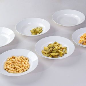 Juego moderno de 6 piezas de platos blancos de cena y ensalada de 9,5 pulgadas, apto para horno y microondas, resistente a los arañazos con esmalte suave - Product Image 5