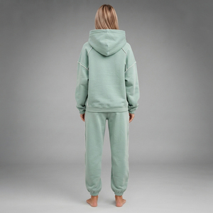 Oversized Fleece Tracksuit Women's Rhinestone Print <b>Hoodie</b> French Terry Jogger Two Piece Set Ladies Raw Seam Hooded Sweat Suit - Product Image 2