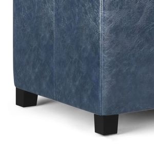 Banco Otomano de Almacenamiento en Mezclilla Azul Dover, Elegante Taburete y Otomano - Product Image 5