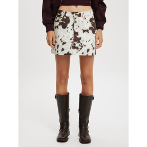 Falda Midi de Cuero Genuino con Pelo de Vaca para Mujer, Cintura Alta, Piel Auténtica con Pelo, Calidad Premium, Moda Urbana - Product Image 2