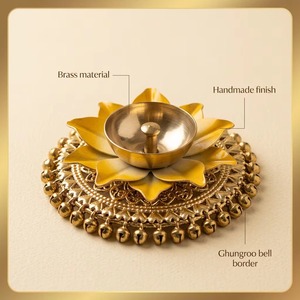 Handmade Brass Indian Festive Lotus Tealight Candle Holder | Eco-Friendly Birthday Christmas & Diwali Home Decoration Wholesale - Product Image 2