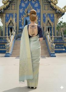 Sari prêt-à-porter et chemisier prêt-à-porter en tissu viscose soie de qualité supérieure, vêtements indiens et pakistanais traditionnels. - Product Image 3