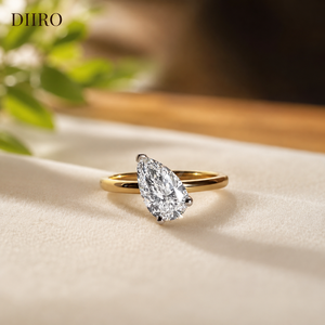 Anillo de Compromiso con Diamante Corte Pera, Chapado en Oro Amarillo de 14K, Anillo de Boda Solitario para Mujer, Certificado por GRA - Product Image 1