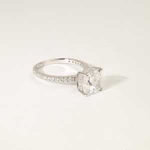 Bague en or blanc massif 18 carats, bague de fiançailles solitaire, coupe princesse, demi-alliance éternelle, diamant de laboratoire de 3,05 carats, cadeau d'anniversaire - Product Image 6