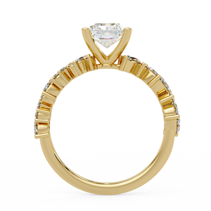 Conjunto de anillos de boda clásicos de oro de 14 quilates con diamantes cultivados en laboratorio de corte radiante, con anillos marquise y redondos en racimo para mujer, joyería nupcial. - Product Image 4