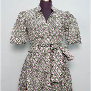 Vestido Moderno Casual de Manga Corta para Fiesta, Estilo Dulce y Elegante para Mujer, Estampado a Mano, de Algodón, Tipo Canguro, Cómodo y Corto - Product Image 4