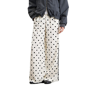 Women's High Waist Wide Leg Loose Casual Pants with Anti-Wrinkle Polka <b>Dots</b> Print Pockets 100% Cotton <b>Eco</b>-Friendly Summer - Product Image 2