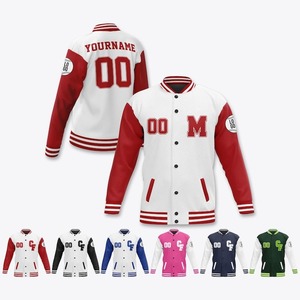 แจ็คเก็ตเบสบอลแบบ Letterman สำหรับผู้ชาย คุณภาพสูง ผลิตตามสั่ง OEM ปักลายตามต้องการ แขนยาว ป้องกันลม - Product Image 6