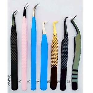 Pinzas de Extensión de Pestañas de Precisión Antiestáticas de Acero Inoxidable con Punta Puntiaguda de 45/75/90 Grados y Logotipo Personalizado Pink Heart - Product Image 2