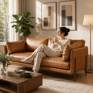 Luxury Genuine Leather Sofa Modern 3 Seat <b>Couch</b> <b>for</b> Living Room Apartment Hotel Lounge Furniture Contemporary Leather Sofa - Product Image 6