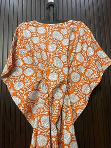 Robe Kaftan en Coton Écologique à Imprimé Floral, Col en V, Manches Chauve-Souris, Coupe Ample Longueur Ras du Sol, Style Bohème Décontracté, Taille Naturelle pour Femme - Product Image 5