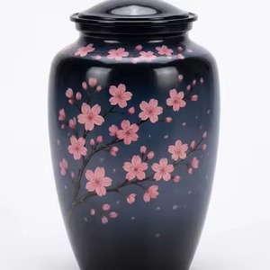 Urna Funeraria Comercial para Adultos, Color Carmesí Oscuro con Diseño de Rosas Florecientes, para Uso en Altar de Iglesia - Product Image 2