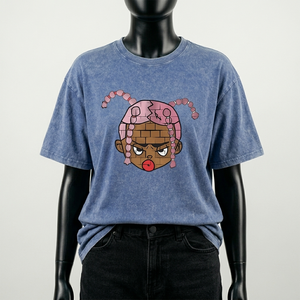 T-shirt graphique oversize pour femme en coton délavé, style vintage, imprimé dessin animé, coupe décontractée, streetwear, vente en gros - Product Image 1