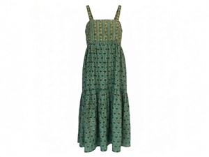 Robe longue sans manches en coton, col carré, coupe ample, motif imprimé, pour femme, tenue de soirée d'été, avec poche brodée - Product Image 3