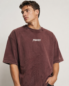 เสื้อยืดฟลีซสีดำทรงโอเวอร์ไซส์ แบรนด์ Fawkes รุ่นวินเทจ ระบายอากาศได้ดี สไตล์สตรีทแวร์ แขนสั้น คอกลม ผ้าฝ้าย โลโก้ด้านหน้า ขายดีที่สุด - Product Image 4
