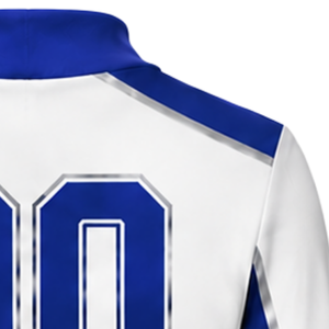 Conjunto de Uniforme Deportivo Sublimado Azul y Blanco de Manga Larga con Falda Plisada para Animadoras, Ropa Deportiva para Entrenamiento y Práctica - Product Image 4