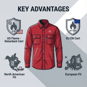Chemise de travail ignifuge NFPA 2112, antistatique, FRC, à boutons-pression nacrés, vêtement de travail pour soudure, coton FR 6,5 oz, boutons-pression nacrés, à carreaux, sans odeur de soudure - Product Image 6
