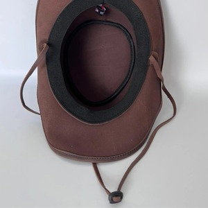 Brown Leather <b>Cowboy</b> Hat Vintage Wide Brim Braided Band Chin Strap Unisex Outdoor Fedora - Product Image 3