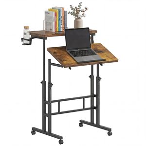 Dual <b>Adjustable</b> Height Rolling <b>Desk</b> with Wheels Walking Pad Treadmill <b>Desk</b> Mobile <b>Computer</b> Table with Cup Holder - Product Image 5