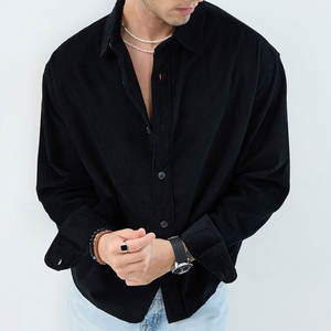 Chemise en flanelle ample boutonnée pour homme, haute qualité, manches longues, vintage, unie, anti-plis, écologique, automne - Product Image 2