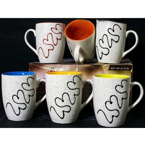 Ensemble de tasses à lait en céramique classiques à motif de pois indiens, fabriquées en Inde - Product Image 3