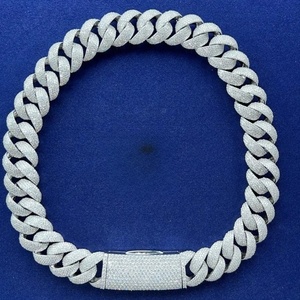 Top Selling JIYA Luxury VVS Moissanite Cuban Link Chain Necklace Rhodium/Rose Gold Plated Hip Hop Style for Men - Product Image 1