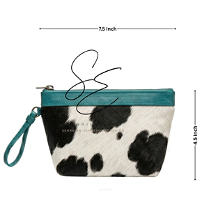 New Design Genuine Leather Cowhide <b>Wristlet</b> Clutch Mini Handmade Western Zipper Pouch Unisex Travel Pouch - Product Image 3