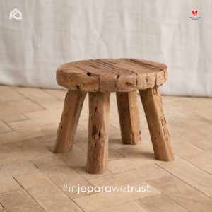 Natural Reclaimed Solid Teak <b>Wood</b> Handmade Rustic <b>Stool</b> and Side Table for Indoor Living Room and Warehouse Furniture - Product Image 1