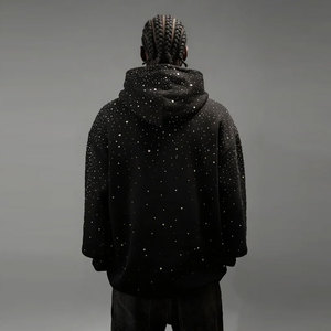 Sweat-shirt à capuche surdimensionné en strass, pull épais unisexe, streetwear, veste à capuche en polaire scintillante - Product Image 3