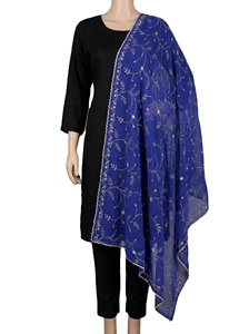 Wholesale Women Chiffon Long <b>Shawl</b> Multicolor Floral <b>Embroidered</b> Rhinestone Soft Lightweight Breathable Daily Outdoor Wear Hijab - Product Image 3