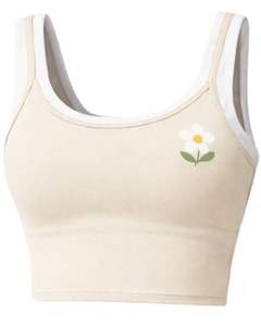 Conjunto de top corto beige y minifalda personalizado para mujer, conjunto deportivo sin mangas de dos piezas, para yoga, gimnasio, fitness, verano, informal. - Product Image 2