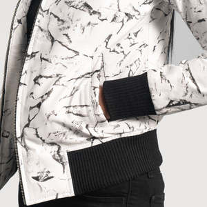 Veste bomber en cuir de mouton blanc Furat Leathers, veste de motard noire matelassée, écologique, séchage rapide, broderie 3D, respirante, hiver - Product Image 3