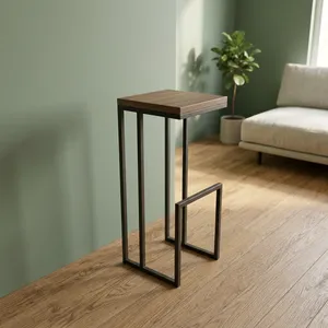 Minimalist Wooden Planter Stand With Metal <b>Frame</b> Rectangle Design For Living Room Indoor Furniture Decoration Durable - Product Image 1